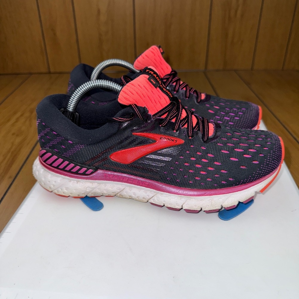 Brooks Transcend 6 Womens Running Shoes Black Pink Coral 1202871B080 Size 7.5